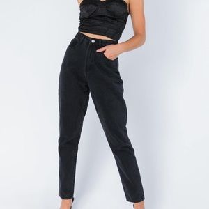 PRINCESS POLLY Black High Rise Mom Jeans Size 10